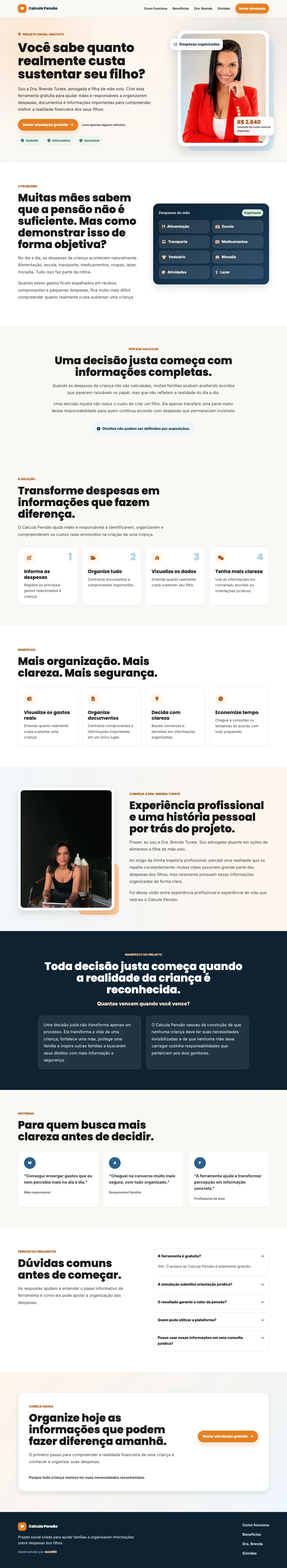 Captura completa do site Calcula Pensão