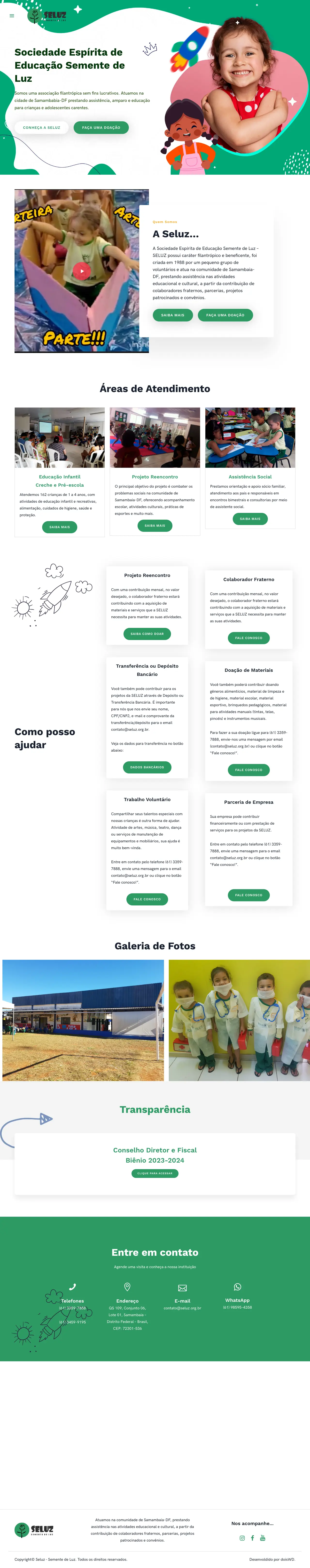Captura completa do site Seluz