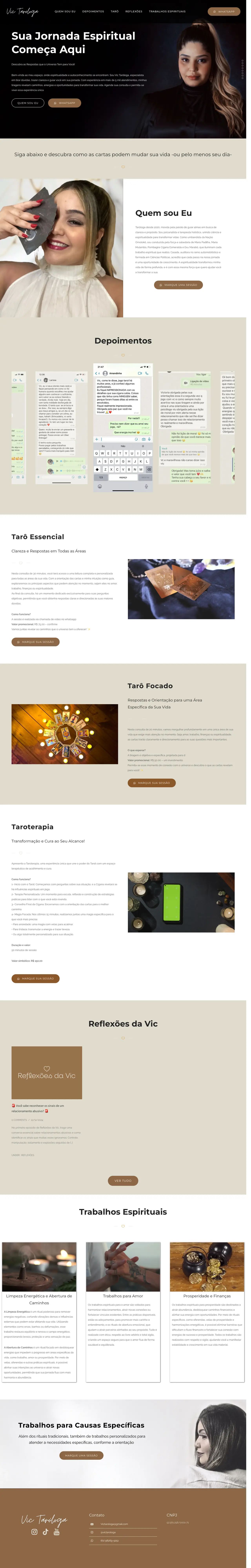 Captura completa do site Vic Taróloga