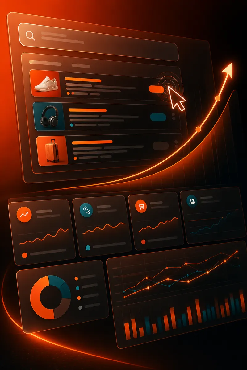 Interface conceitual de campanhas e métricas digitais